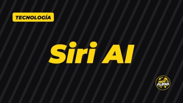 Ilustración tipográfica con el texto Siri AI en negro sobre fondo amarillo